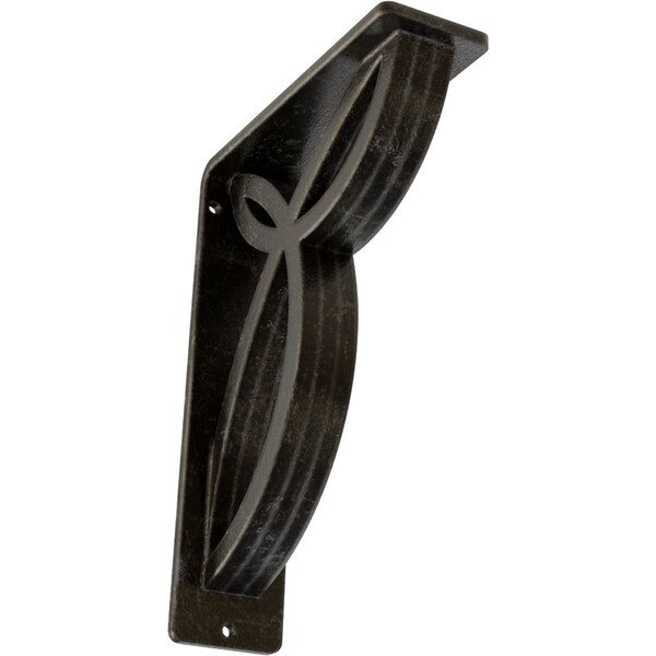 Ekena Millwork Versailles Wrought Iron Bracket, (Triple center brace), Antiqued Warm Silver 2"W x 5 1/2"D x 8"H BKTM02X05X08TVEAWS - main